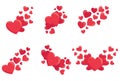Set of red hearts. Collection of stylized hearts with patterns. Symbol of love. Vector illustration for Valentines day.