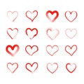 Set of red hearts of different shapes Royalty Free Stock Photo