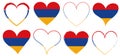 Set of red hearts icons with flag of Armenia - vector illustration design element Royalty Free Stock Photo