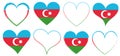 Set of red hearts icons with flag of Azerbaijan - vector illustration design element Royalty Free Stock Photo