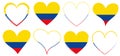 Set of red hearts icons with flag of Colombia - vector illustration design element Royalty Free Stock Photo