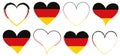 Set of red hearts icons with flag of Germany - vector illustration design element Royalty Free Stock Photo