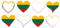 Set of red hearts icons with flag of Lithuania - vector illustration design element Royalty Free Stock Photo