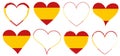 Set of red hearts icons with flag of Spain - vector illustration design element Royalty Free Stock Photo