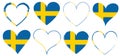 Set of red hearts icons with flag of Sweden - vector illustration design element Royalty Free Stock Photo