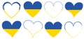 Set of red hearts icons with flag of Ukraine - vector illustration design element Royalty Free Stock Photo