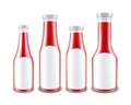 Set of Red Ketchup Bottles with White labels Royalty Free Stock Photo