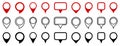 Set red, lines and black pin map marker pointer icon, GPS location flat symbol Ã¢â¬â vector Royalty Free Stock Photo