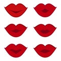 Set of red lips isolated on white Royalty Free Stock Photo