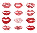 Set of red lips - vector