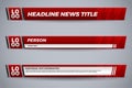 Set red lower third for television and news channel Royalty Free Stock Photo