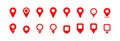 Set of red map point and pin location icons. GPS icon, vector isolated illustration Royalty Free Stock Photo