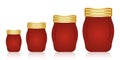Set of a red mason bottle or glass jars flat color icon for apps and websites