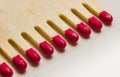 Set of red matches close up Royalty Free Stock Photo