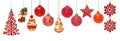 Set of red New Year baubles for Christmas fir-tree ornaments