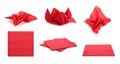 Set with red paper napkins on background Royalty Free Stock Photo