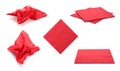 Set with red paper napkins on background Royalty Free Stock Photo