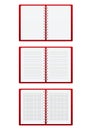 Set of red paper notebooks