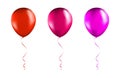 Set of Red and Pink balloons on transparent white background. Party Balloons event design decoration. Mockup for balloon print. Royalty Free Stock Photo