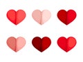 Set of red and pink hearts. ValentineÃ¢â¬â¢s Day symbols of love. Vector illustration.