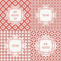 Set of red, pink romantic seamless pattern