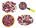 Set of red rajma beans cutout on white