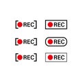 Set with red rec rrame set. Digital technology. Audio radio app. Vector illustration. Royalty Free Stock Photo