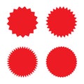 Set of red retro blank starburst, sunburst badges. Vector illustration. Royalty Free Stock Photo