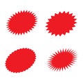 Set of red retro blank starburst, sunburst badges. Vector illustration. Royalty Free Stock Photo