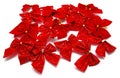 Set of red ribbon bows on white Royalty Free Stock Photo