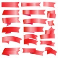Set of red ribbon flags glitter Royalty Free Stock Photo
