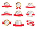 Set of red ribbons and award badges