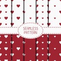 Set of red romantic geometric seamless pattern