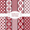 Set of red romantic geometric seamless pattern