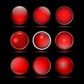 Set of red round buttons for website.