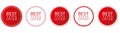 Set of red round sticker banners with BEST OFFER text on white background Royalty Free Stock Photo