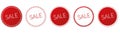 Set of red round sticker banners with SALE text on white background Royalty Free Stock Photo