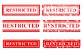 Set red rubber stamp effect restricted Royalty Free Stock Photo