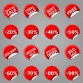 Set of red sale stickers. red sale banners, labels, tags Royalty Free Stock Photo