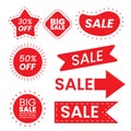 Set of red sale tags and labels Royalty Free Stock Photo