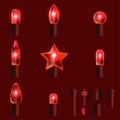 Set of red shining garland lights