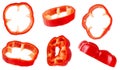 Set of red sliced pepper on a white background Royalty Free Stock Photo