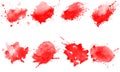 Set of red splashes brushes. Red watercolor brushes