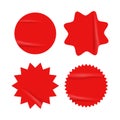 Set of red starburst with grunge retro texture vector illustration Royalty Free Stock Photo