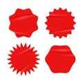 Set of red starburst with grunge retro texture vector illustration Royalty Free Stock Photo