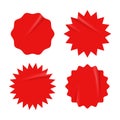 Set of red starburst with grunge retro texture vector illustration Royalty Free Stock Photo