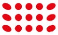Set of red starburst, sunburst badges. Design elements - best for sale sticker, price tag, quality mark. Royalty Free Stock Photo