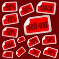 Set of red stickers with discounts and sales Royalty Free Stock Photo
