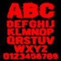 Set of red studded scary alphabet
