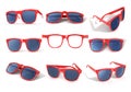 Set of red sun glasses Royalty Free Stock Photo